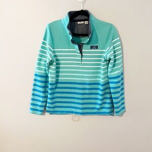 L.L. Bean rugby striped blue pullover cotton women's small